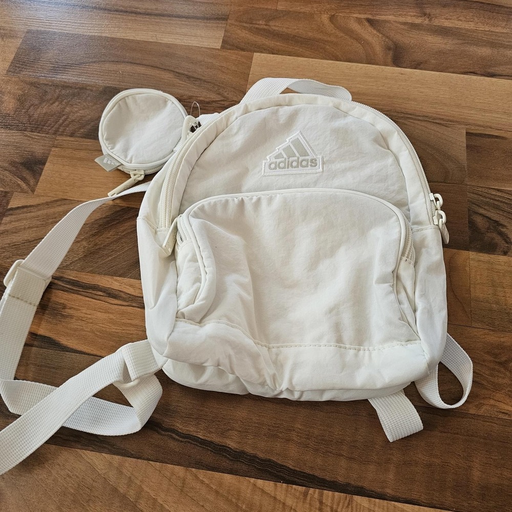 Adidas White Mini Backpack with Coin Purse‎